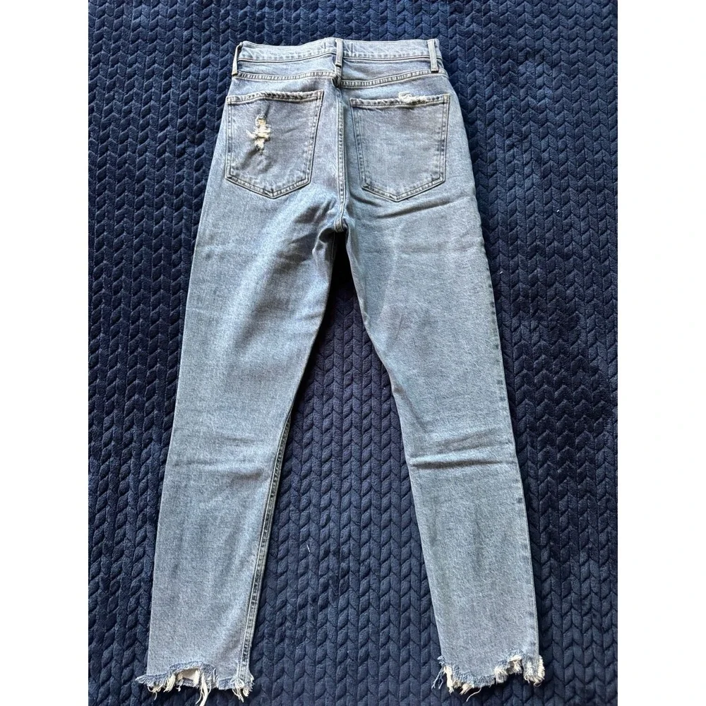 AGOLDE Women's Blue Denim Distressed Jean Ankle Button‎ Fly Size 25
